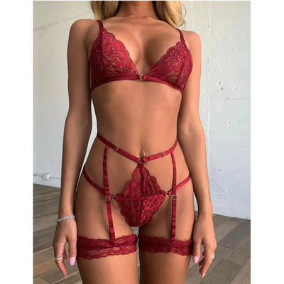 Ensemble de Lingerie Sexy pour Femme avec Dentelle Entrecroisée