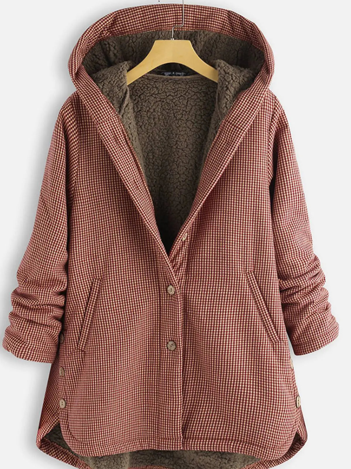 Veste à capuche unie et veste à carreaux