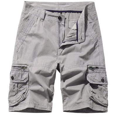 AOYOG Mens Cargo Shorts Cotton White Grey