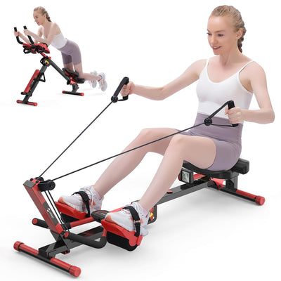 Máquinas de remo 4 en 1 HiFast Máquina de abdominales con ángulo de 3 niveles y tensión ajustable Máquina de ejercicio abdominal plegable para uso en el hogar y el gimnasio