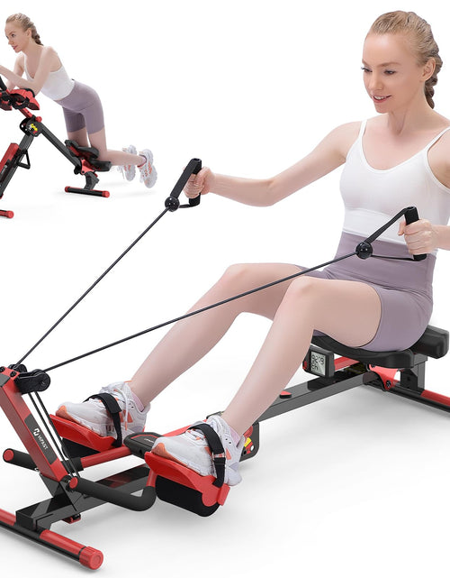 Cargar imagen en el visor de la galería, Máquinas de remo 4 en 1 HiFast Máquina de abdominales con ángulo de 3 niveles y tensión ajustable Máquina de ejercicio abdominal plegable para uso en el hogar y el gimnasio
