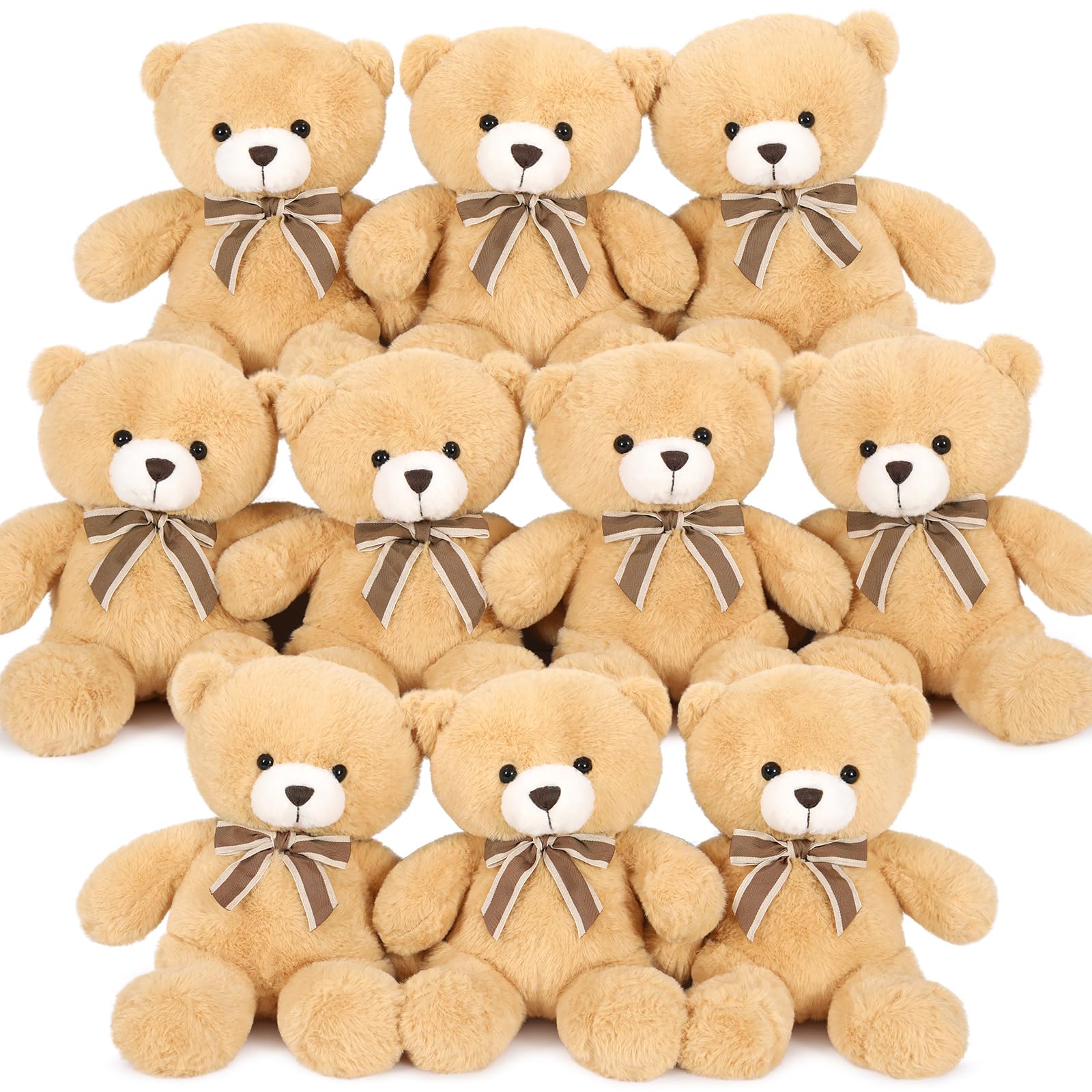 Tezituor Ours en peluche en vrac pour fête prénatale, lot de 10 ours en peluche de 30,5 cm, jouet en peluche pour décorations de mariage, anniversaire, Noël