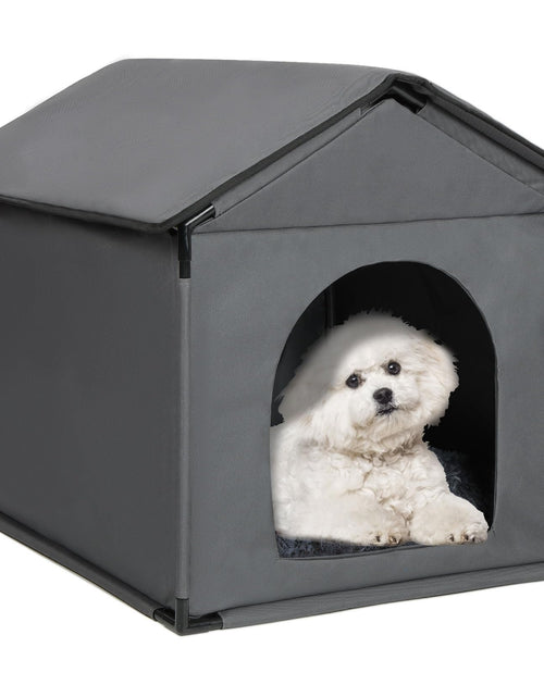 Charger l'image dans la visionneuse de galerie, LOOBMBNS Small Dog House Soft Indoor 24" Lx22 Wx24 H for Small Dogs Such as Beagle French Bulldog Corgi Stable Pet House with Soft Cushion Oxford Fabric Gray
