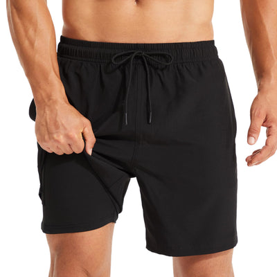KAIUA SURF Mens Swim Trunks with Compression Liner 7 Inch Inseam Quick Dry Mens Swimming Shorts Bathing Suit
