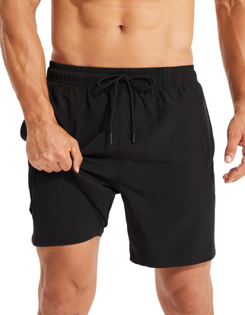 Load image into Gallery viewer, KAIUA SURF Mens Swim Trunks with Compression Liner 7 Inch Inseam Quick Dry Mens Swimming Shorts Bathing Suit
