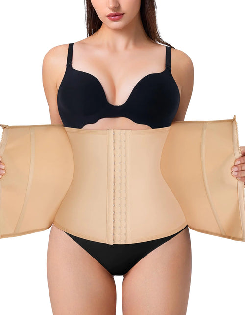 Load image into Gallery viewer, Nebility Waist Trainer for Women Zipper Tummy Control Shapewear Plus Size Waist Cincher Corset Faja Body Shaper Sport Girdle(Beige Normal SizeXX-Large)

