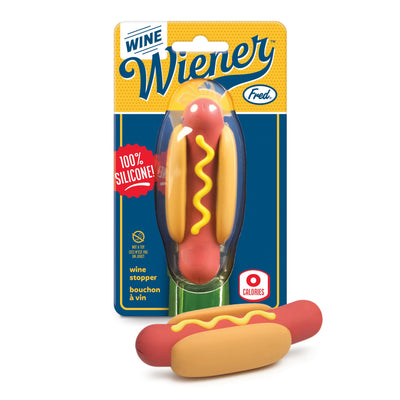 Genuine Fred WINE WIENER- Hot Dog Wine Bottle Stopper Resuable Silicone Sealer Wine Preserver Accessory Great White Elephant Gift and Stocking Stuffer