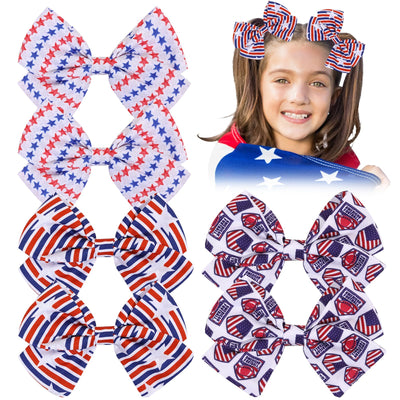 6 Pcs 4th of July American Flag Hair Bows for GirlsFourth of July Independence Day Hair Accessories Patriotic Hair Bows Clips for Girls Toddler Children (Flag b)