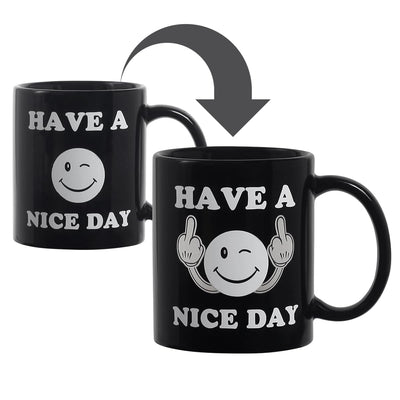 Funny Coffee Mug Gag Gifts for Guys Men Adult Humor Heat Changing Have a Nice Day Middle Finger Mug Inappropriate White Elephant Gifts