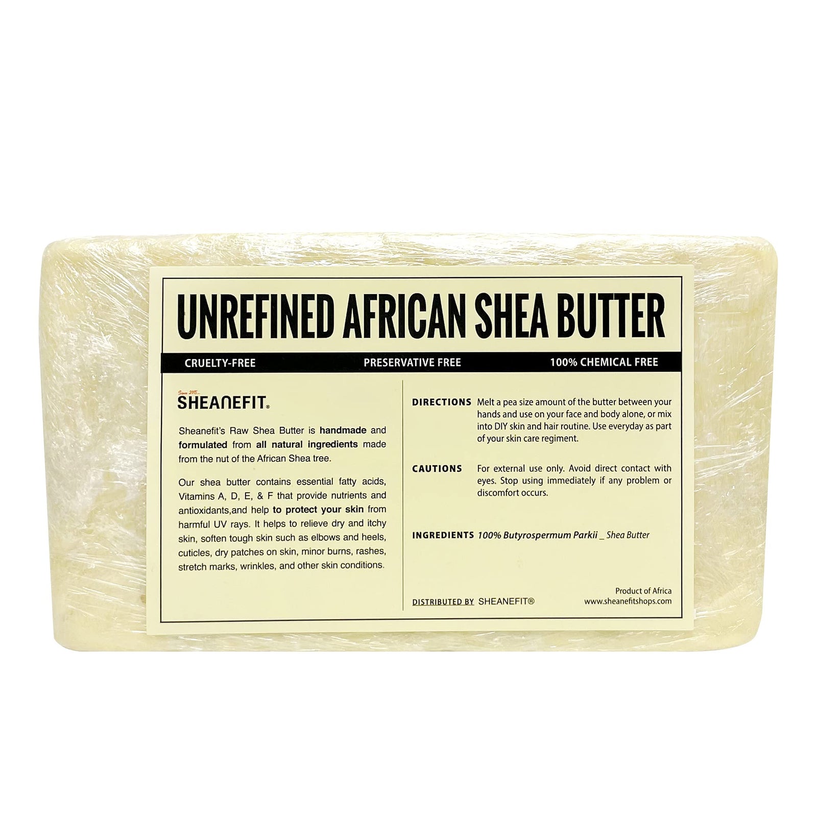 Sheanefit Raw Unrefined Ivory African Shea Butter Bulk Bar- Use Alone Mix with Other to Make Unique DIY Body Butter Ivory Bulk Block Bars (5 Pounds)