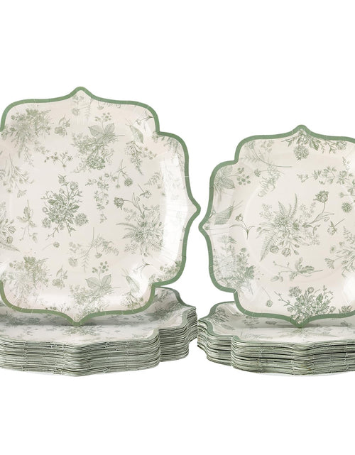 Load image into Gallery viewer, Havawish 100 Pcs Sage Green Paper Plates Blue Chinoiserie Disposable Dessert Plates Bulk Set of 50 Guests 8 Inch 10 Inch for Wedding Tea Party Bridal Party Supplies Decorations(Sage Green)
