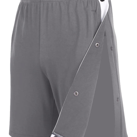 Wataxii Unisex Tear Away Shorts Mens Post Surgery Adaptive Clothing Leg Side Open Shorts Soft After Surgery Hospital Gowns Grey