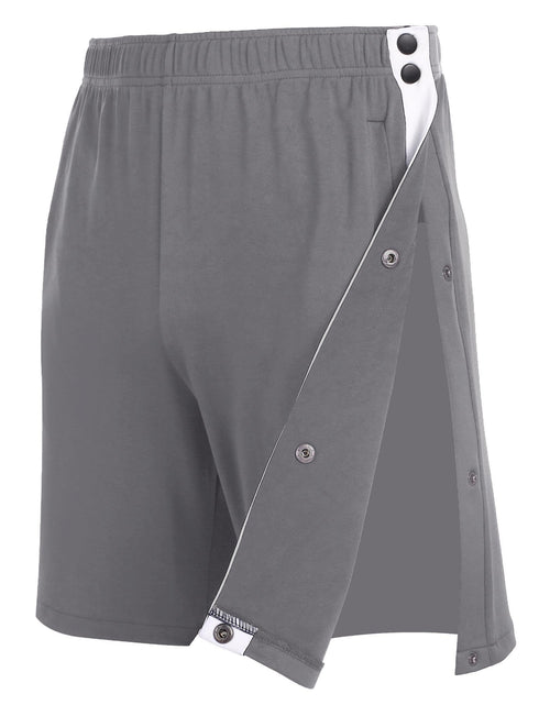 Load image into Gallery viewer, Wataxii Unisex Tear Away Shorts Mens Post Surgery Adaptive Clothing Leg Side Open Shorts Soft After Surgery Hospital Gowns Grey
