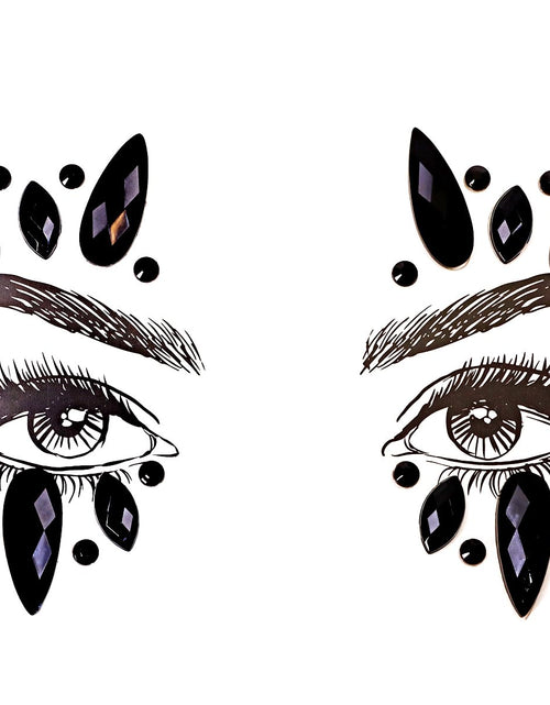 Cargar imagen en el visor de la galería, Joyas faciales, gemas autoadhesivas para disfraz, maquillaje, Halloween, decoración, pegatinas de diamantes de imitación para accesorios de fiesta de festivales (negro)
