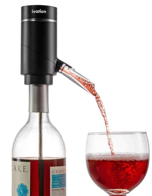Load image into Gallery viewer, Ivation Electric Wine Aerator and Dispenser | Rechargeable Automatic Wine Pourer with Touch Button Control Precision Spout On/Off Aeration Extension Tube and Micro USB Cable | Just Press to Pour!
