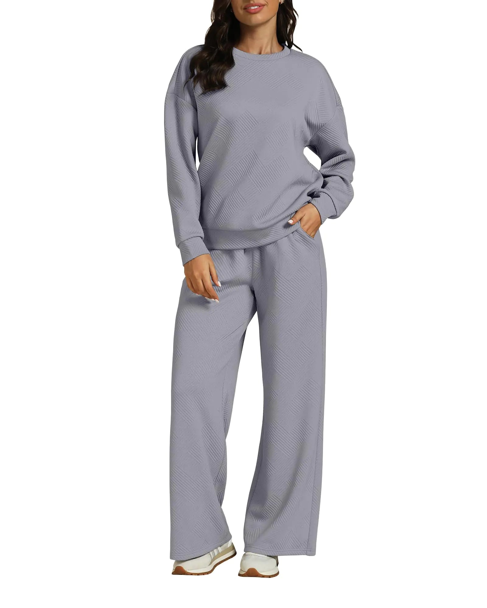 luvamia Womens Sweatsuits Size 10 Gray Sweatpants Women Loungewear Sets Woman Brunch Outfits for Women 2024 Womens 2 Piece Lounge Set Women Travel Outfit Gray Size Medium US Size 8 to Size 10