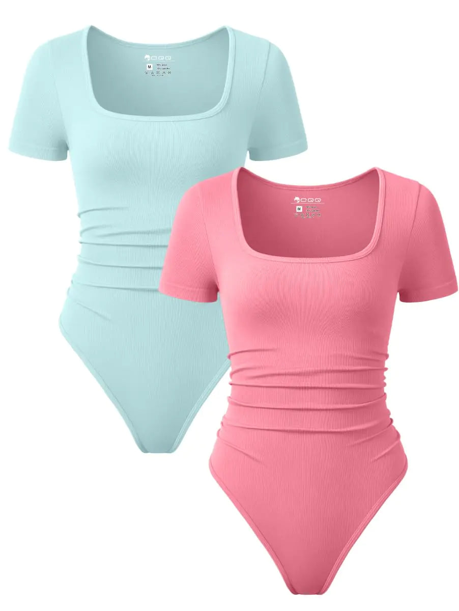 Bodysuits fruncidos acanalados para mujer OQQ