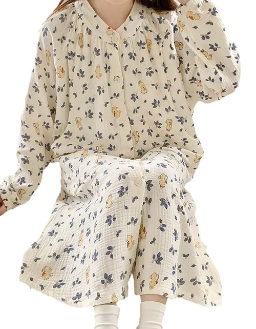 Load image into Gallery viewer, Cotton Gauze Maternity Nightwear for Nursing and Home
