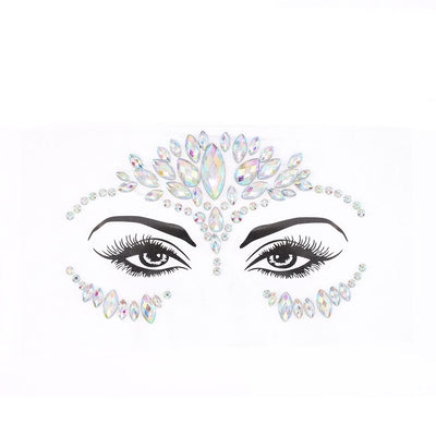 Wosois Crystal Face Stickers Star Mermaid Gems Sparkly Temporary Rhinestone Sticker Rave Party Accessories for Women and Girls (D)