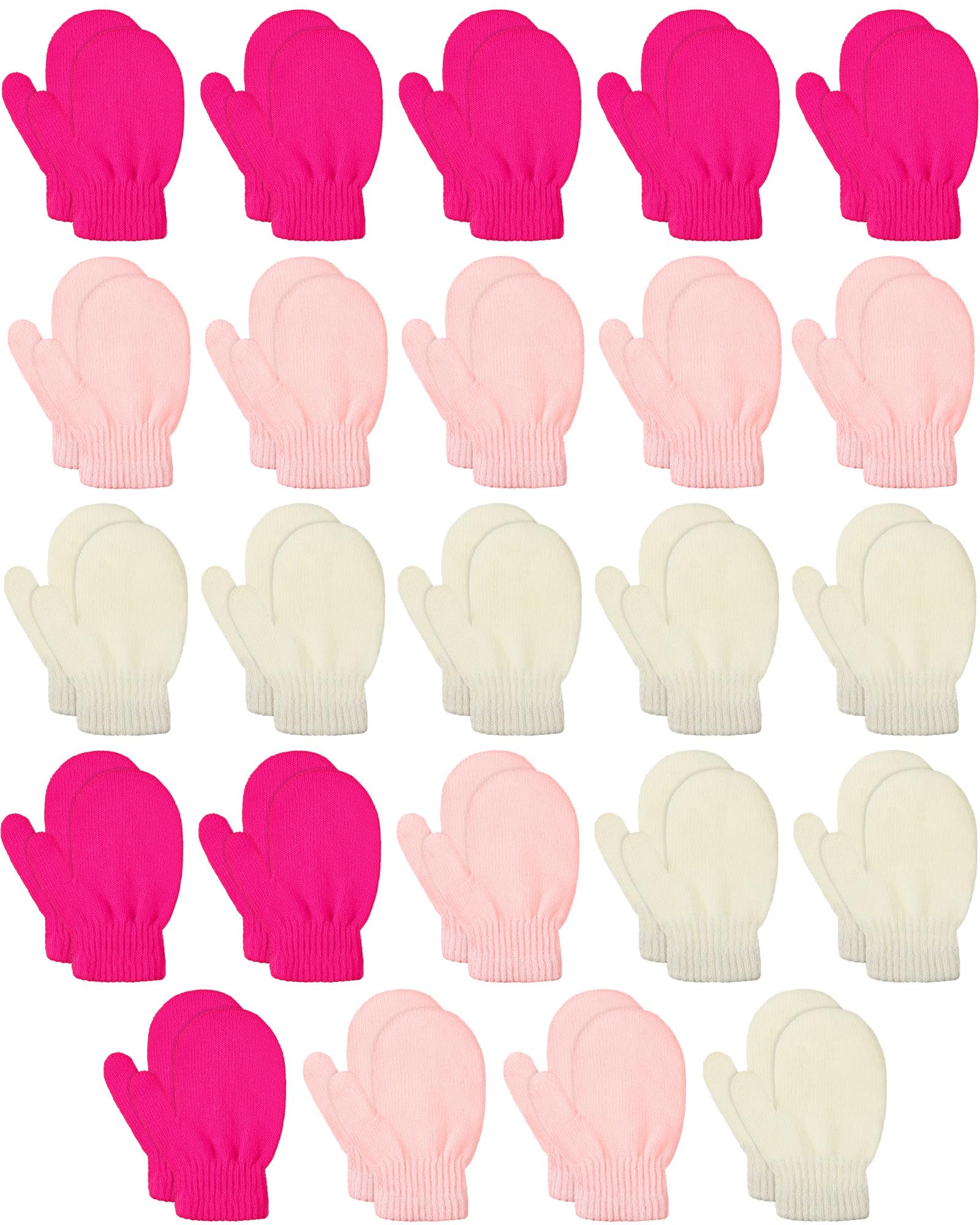 Tarpop 24 paires de gants pour enfants, moufles d'hiver chaudes pour tout-petits, gants extensibles en tricot en vrac, moufles chaudes en tricot pour garçons et filles (couleurs claires)