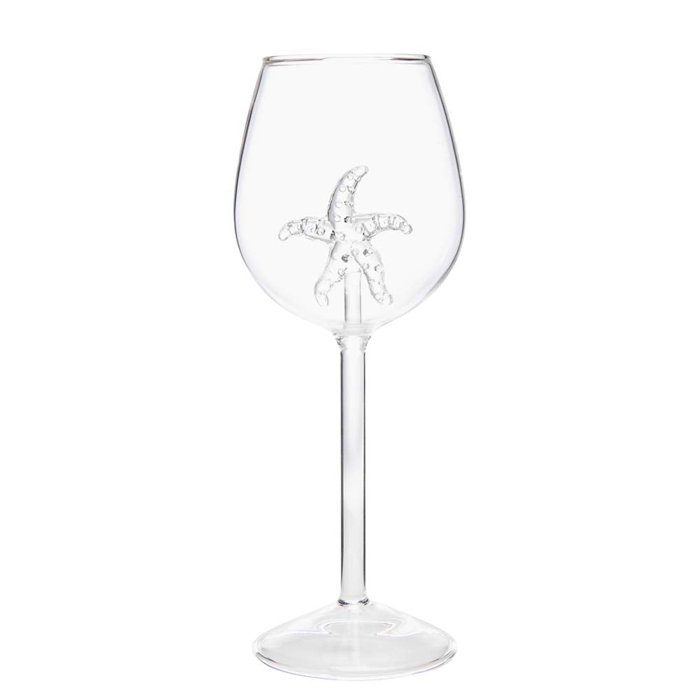 evomosa Starfish Wine Glasses Red Wine Glass with Starfish Inside 300ml