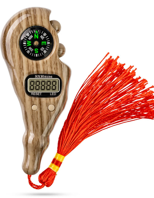Cargar imagen en el visor de la galería, Cuentas de oración digitales Tasbih con brújula y luz - Madera marrón
