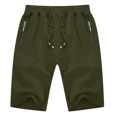 YTD Mens Shorts Casual Classic Fit Drawstring Summer Beach Shorts with Elastic Waist and Pockets L Army Green