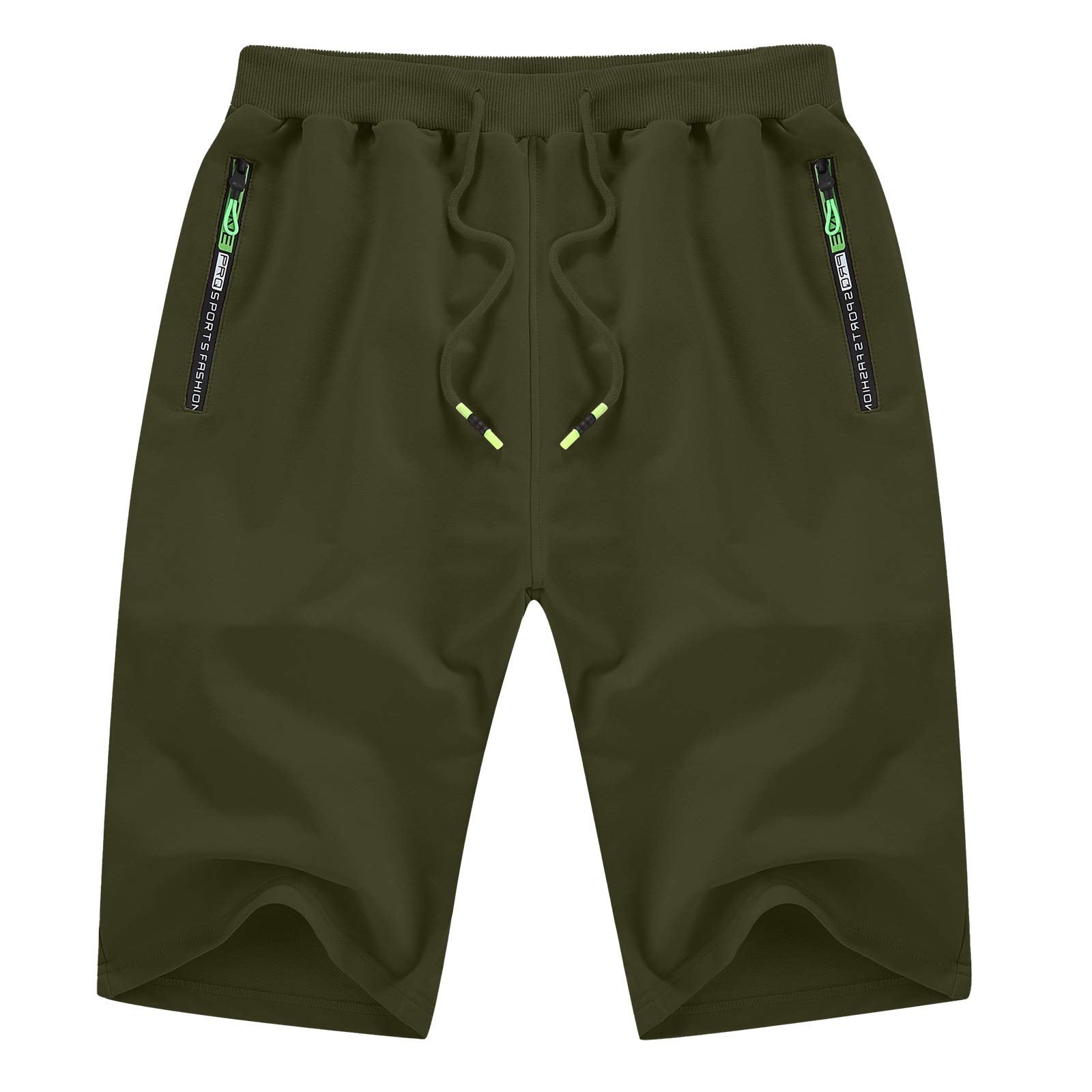 YTD Mens Shorts Casual Classic Fit Drawstring Summer Beach Shorts with Elastic Waist and Pockets L Army Green