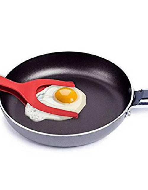 Cargar imagen en el visor de la galería, Pinzas 2 en 1 para sujetar y voltear huevos, pinzas para espátula, pinzas para panqueques, huevo frito, tostadas francesas, tortilla, accesorios de cocina invertidos
