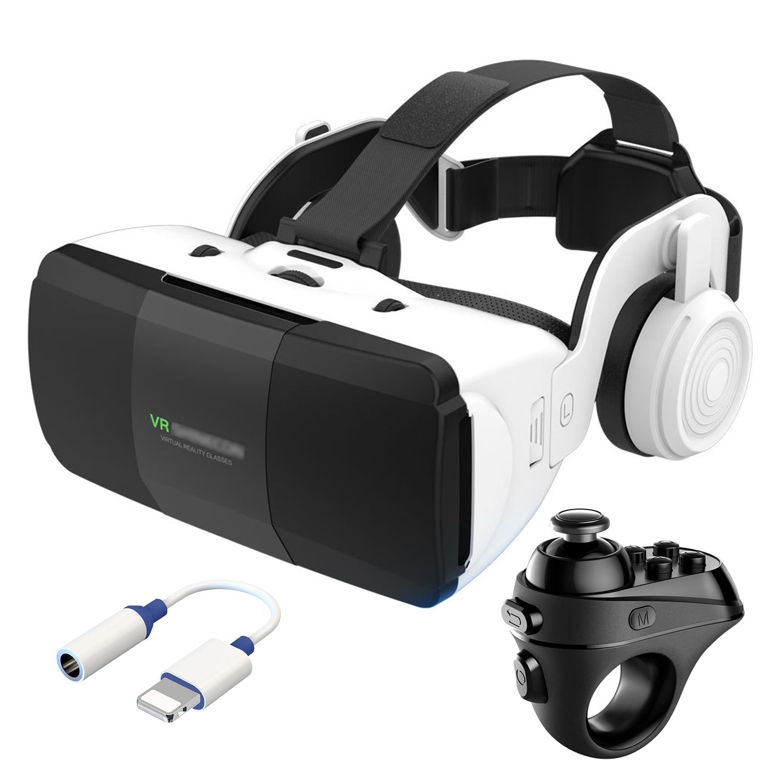 VR Headset for Phone 4.7-7.8 Inch iOS and Android 3D Virtual Reality Glasses with Controller and Headphones Vr Glasses for Kids and Adult Play Vr Games & 3D Movies for Men/Kids (