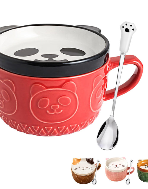 Cargar imagen en el visor de la galería, Cute Kawaii Panda Coffee Mugs with LidsChristmas Birthday Presents for Girls Friend Kids Men Wife Mum Grandma TeacherNovelty Animal Coffee Ceramic Tea Cup Dessert Saucer Set Gifts for Women Her
