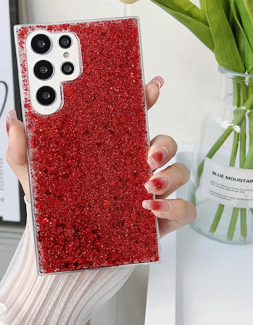 Cargar imagen en el visor de la galería, Funda MUYEFW para Samsung Galaxy A53 5G con purpurina brillante para mujeres y niñas, funda protectora bonita (rojo)

