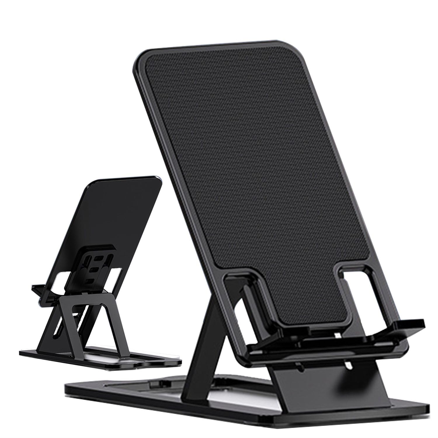 HZZADZXW Cell Phone Stand Foldable and Portability Travel Phone Holder Adjustable Angle Compatible with All Mobile Phones Tablet Stable and Non Slip Base (Black)