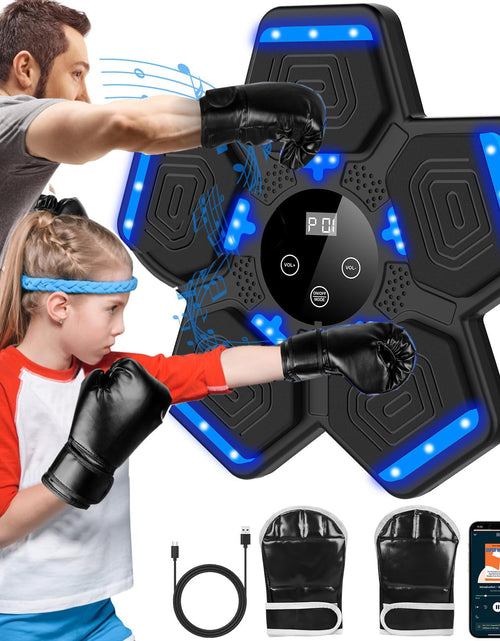 Cargar imagen en el visor de la galería, Máquina de Boxeo Musical Premium con Guantes de Boxeo Máquina de Boxeo Inteligente Bluetooth con Objetivo de Boxeo Electrónico LED Montado en la Pared Equipo de Perforación para Ejercicio en Casa
