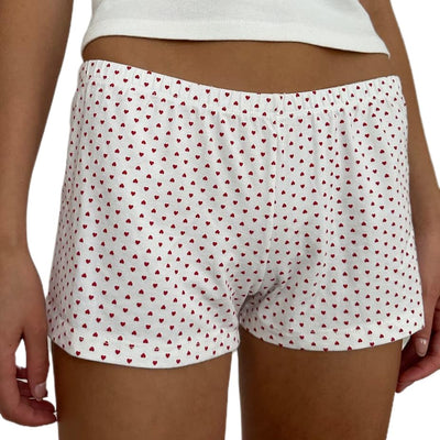 Adoeren Women Lounge Shorts Y2k Elastic Low Rise Pajama Shorts Floral Print Cute Sleep Shorts Pj Bottoms(C 102 Heart TwoS)
