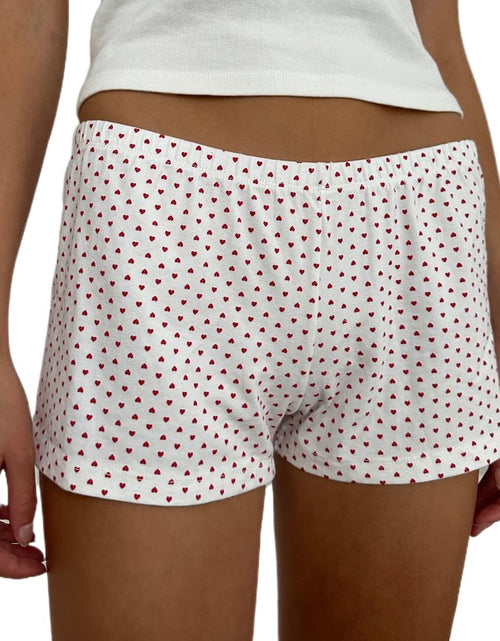 Load image into Gallery viewer, Adoeren Women Lounge Shorts Y2k Elastic Low Rise Pajama Shorts Floral Print Cute Sleep Shorts Pj Bottoms(C 102 Heart TwoS)
