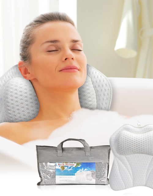 Cargar imagen en el visor de la galería, Bath Pillow for Tub Bathtub Pillow for Head Neck Shoulder and Back Support Ergonomic Luxury Bath Pillow for Bathtub 6 Strong Suction Cups and Hook Spa Bath Pillow Bathroom Accessories White
