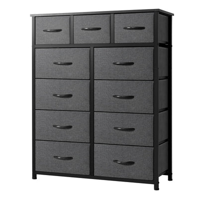 AZL1 Life Concept 11-Drawer Dresser Fabric Storage Tower for Bedroom Living Room Large Tall Dressers for Bedroom with Wooden Top and Metal Frame Bedroom Dressers & Chests of Drawers Dark Grey