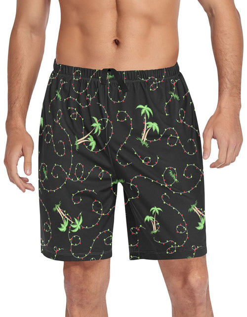 Load image into Gallery viewer, Ollabaky Pajama Shorts Mens Christmas String Lights Palm Trees Pajama Bottoms Mens Lounge Sleep Shorts with Pockets XL
