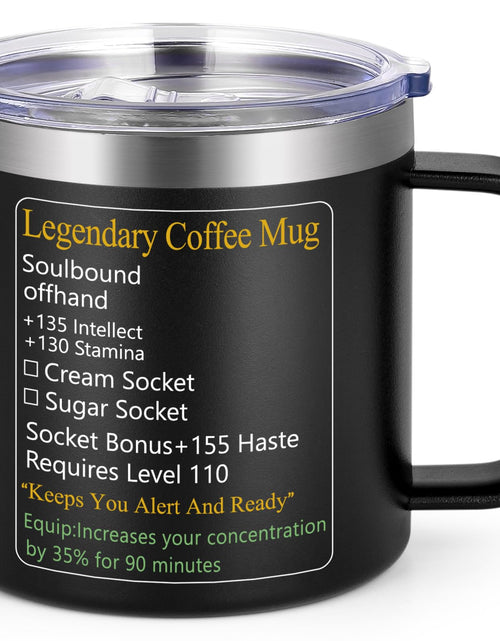Load image into Gallery viewer, LiqCool Funny Gaming Mug 14 Oz Legendary Insulated Coffee Mug Valentine’s Day Gifts for Men Boyfriend Brother Husband Wife LOL DND Mug for Nerdy Guy Gamer and Coffee Lover Stainless Steel(Black)

