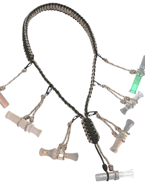 Load image into Gallery viewer, PAMASE Duck Call Lanyard - 12 Loops Duck Whistle Hunting Accessories with 10 Removable Loops Camo Woven Goose Call Carry Christmas Outdoor Predator Gear Gifts for Hunter - Without Duck Call
