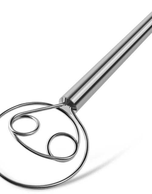 Cargar imagen en el visor de la galería, TEEVEA Danish Dough Whisk - Bread Whisk with Stainless Steel Dough Hook - Traditional Dutch Whisk - Dough Mixer &amp; Bread Making Tools &amp; Sourdough Bread Baking Supplies
