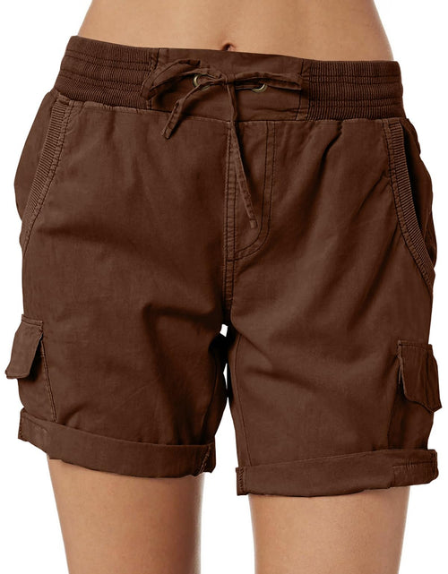 Charger l'image dans la visionneuse de galerie, Dokotoo Trendy Ladies Cargo Shorts Hiking Casual Pleated Stretchy Shorts 2024 Summer Bermuda Long Outdoor Shorts High Rise Loose Pants Shorts Coffee XX-Large
