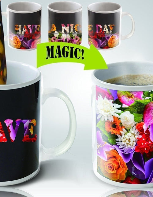 Load image into Gallery viewer, Cortunex - Magic Mug - Amazing Heat Sensitive Color Changing Coffee Mug Good Unique Gift Idea - Flowers Design - 11oz - 100% Ceramic Mug - Novelty Magic Coffee Tea Cup with Fun Gift Box

