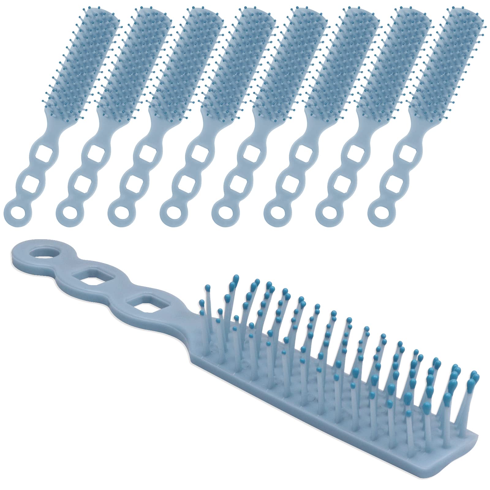 100 Pack Hair Brushes in Bulk for Homeless Hair Brush Bulk Soft Bristles Brush for Curly Wavy Hair Blow Drying Styling Detangling Suitable for Shelter Hotel(Blue)