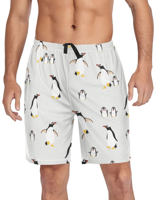 Load image into Gallery viewer, Mens Pajama Bottoms Cute Penguins Family Animal Pajama Shorts for Mens Lounge Pajama Pants with Drawstring Sleeping Shorts for Men XL
