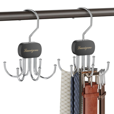 Belt Hanger Belt Organizer for ClosetRotatable Tie RackBelt HolderHanging Closet Storage Hook for Belt Bra Tank Top Tie Scarf Purse1PCSBlack