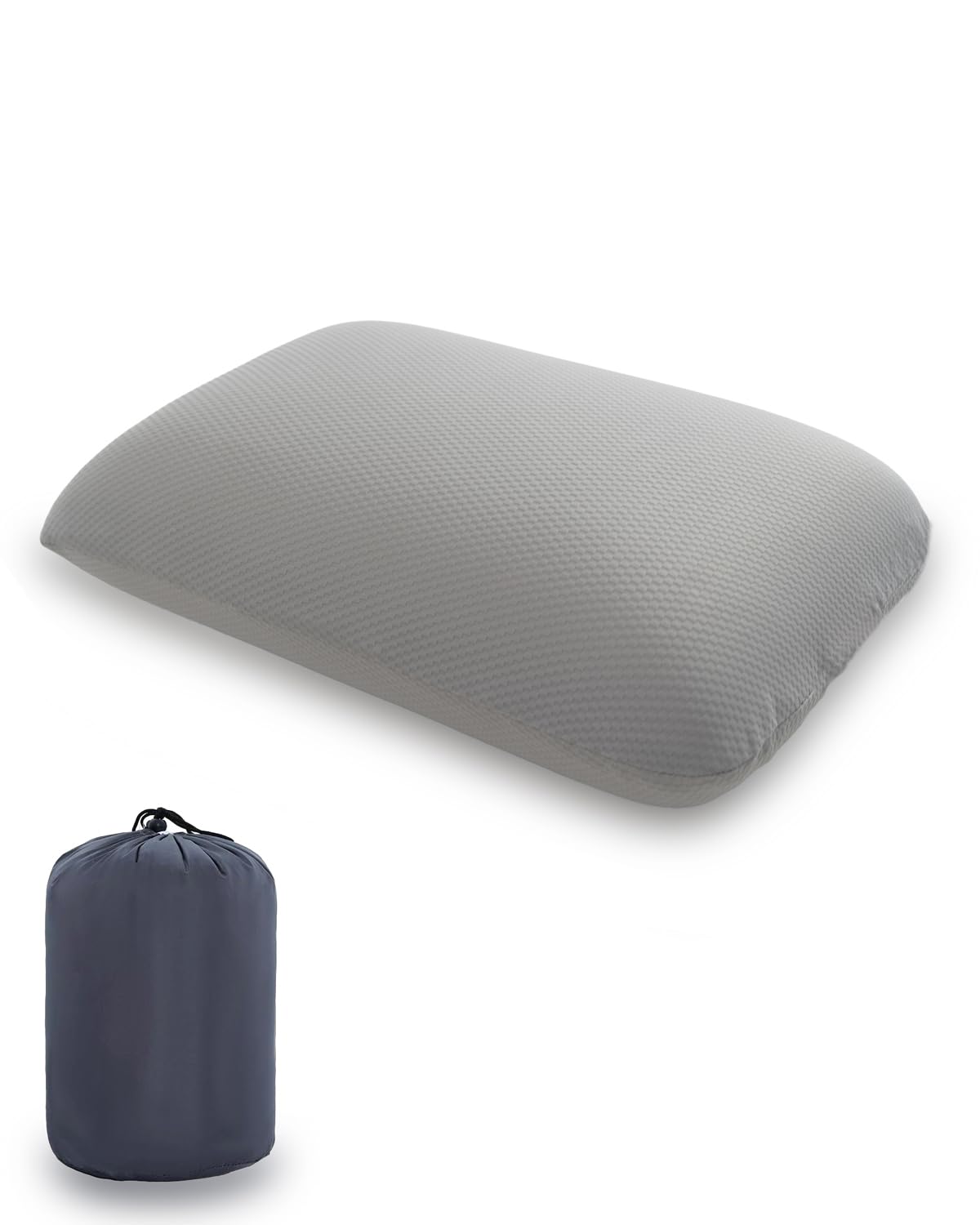 Almohada de Viaje Pequeña Almohada de Acampada de Espuma Viscoelástica para Cuello, Suave, Ligera, Fácil de Transportar, Portátil, Refrescante, para el Hogar, con Funda Extraíble y Bolsa de Almacenamiento de Viaje (Gris)