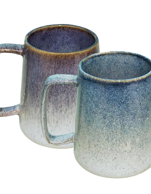 Cargar imagen en el visor de la galería, Tazas de café extragrandes y altas con asa - Juego de 2, 710 ml, cerámica, aptas para lavavajillas y microondas, diseño único con cambio de horno
