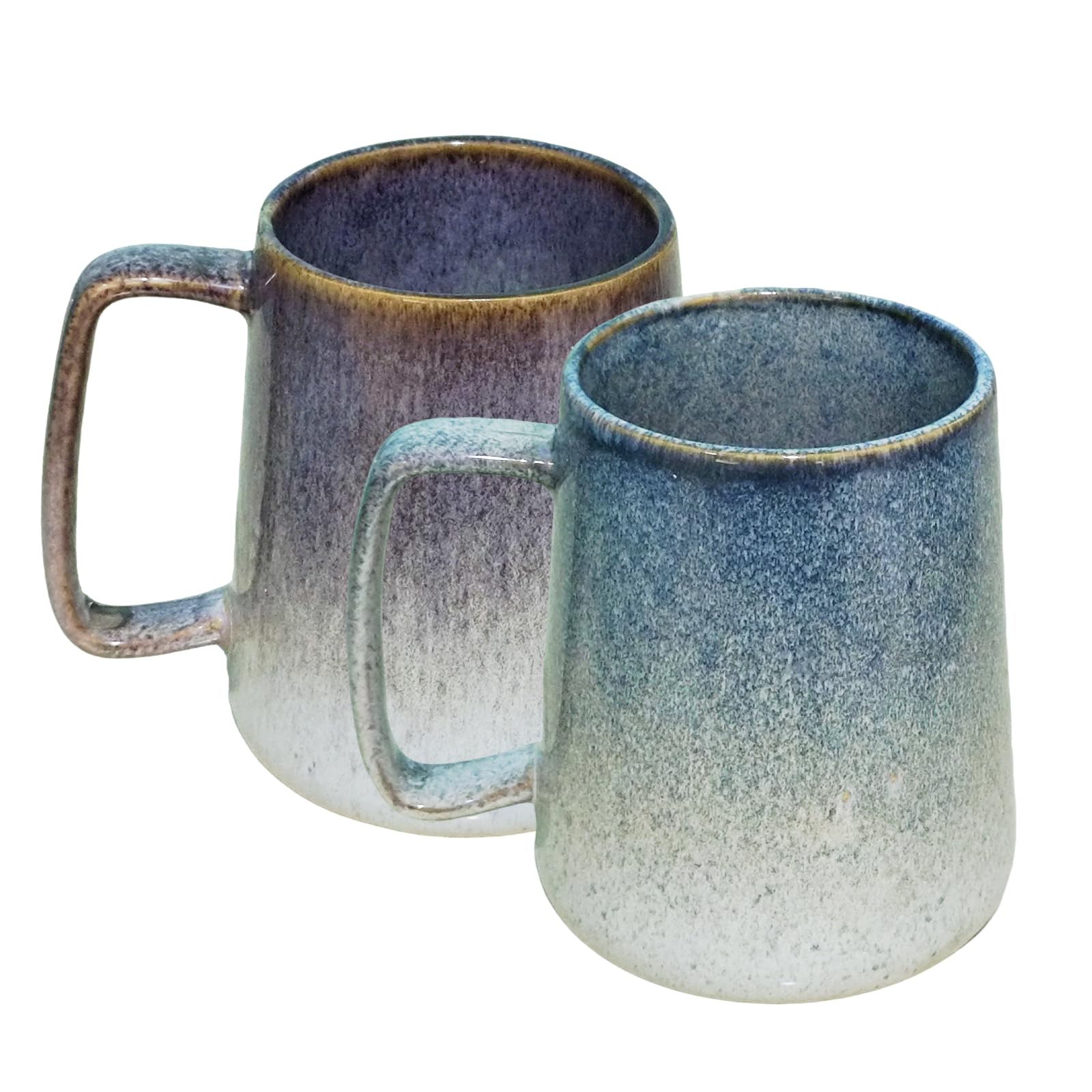 Tazas de café extragrandes y altas con asa - Juego de 2, 710 ml, cerámica, aptas para lavavajillas y microondas, diseño único con cambio de horno